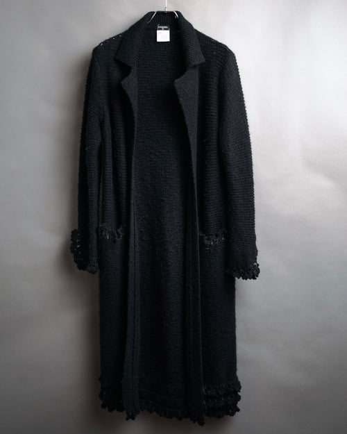 -SPECIAL- “CHANEL“ 2004 Leather interlaced long knit coat