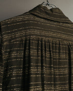 "Christian Dior" 80's-90's Lurex striped pussy-bow sheer blouse