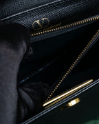 "VALENTINO" Garavani gold metal design leather hand bag