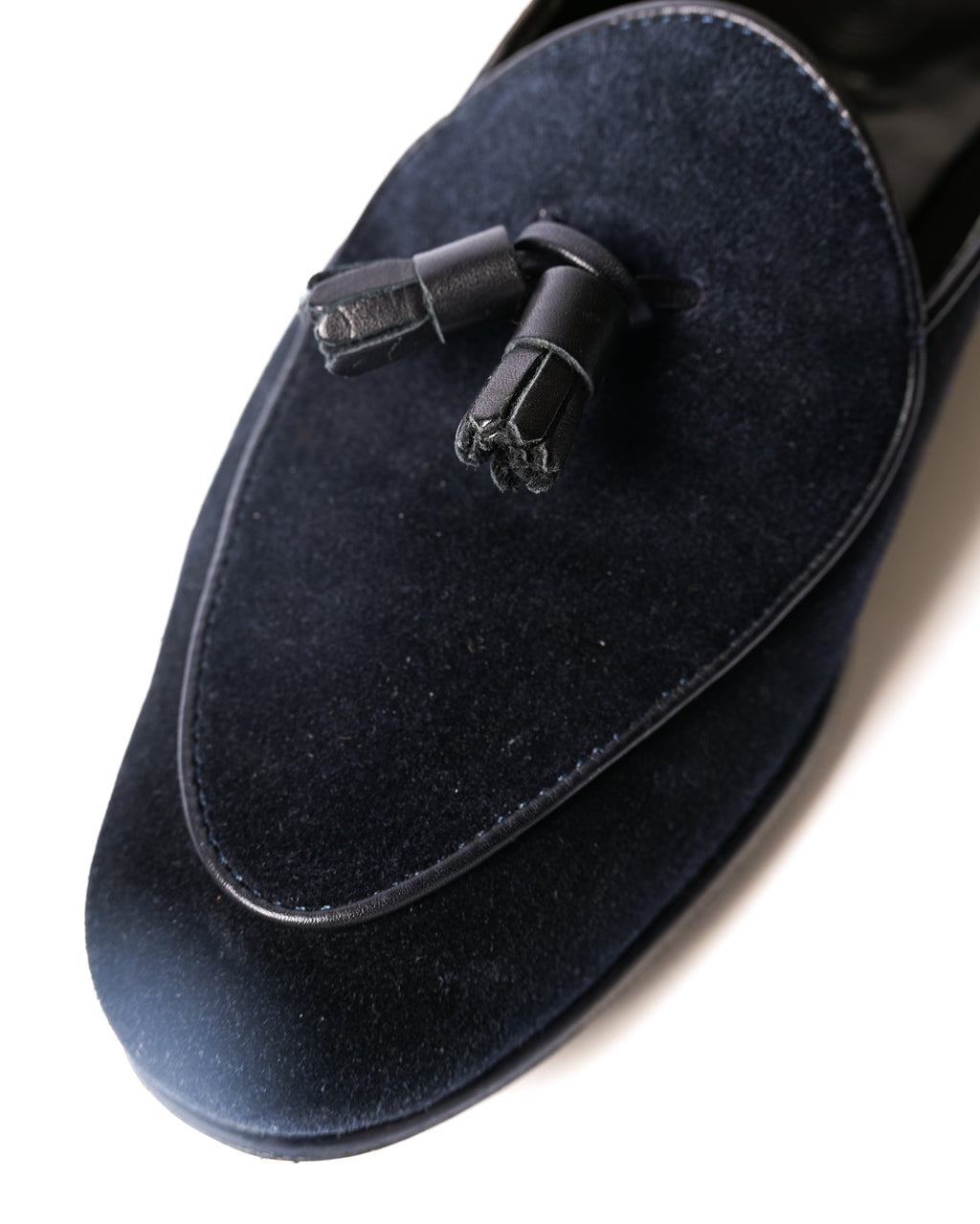 POLPETTA × Brilla per il gusto/ “ PASSO” Suede Tassel Loafers Navy