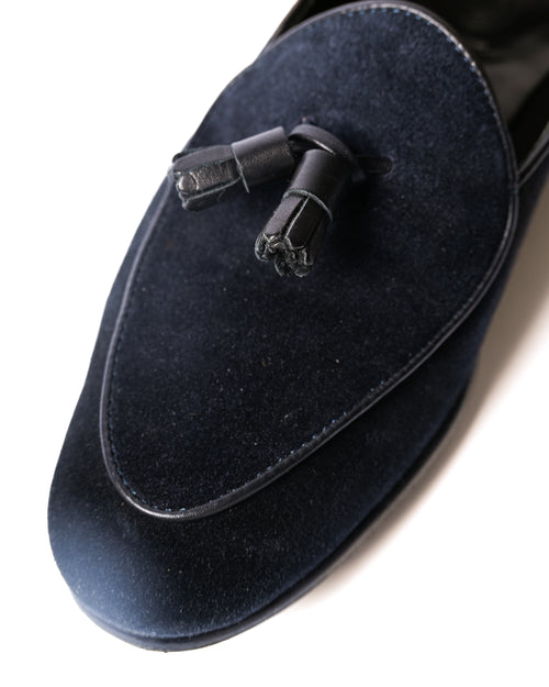 POLPETTA × Brilla per il gusto/ “ PASSO” Suede Tassel Loafers Navy