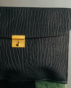 "Valextra" 80's-90's embossed leather document portfolio clutch