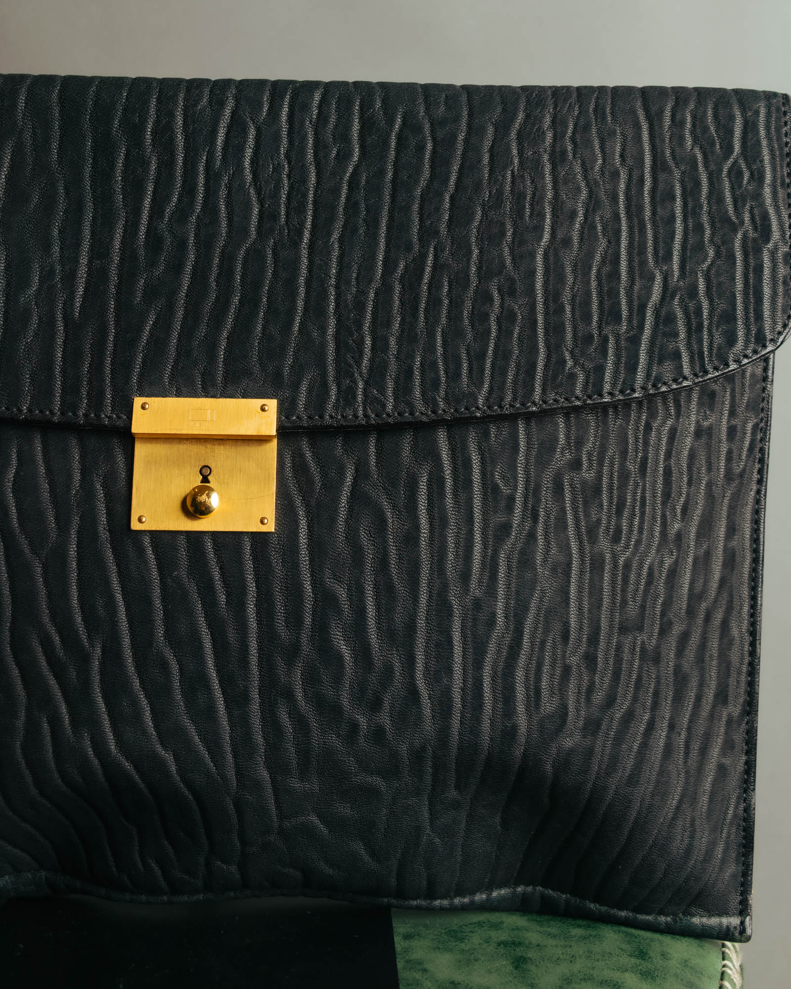 "Valextra" 80's-90's embossed leather document portfolio clutch