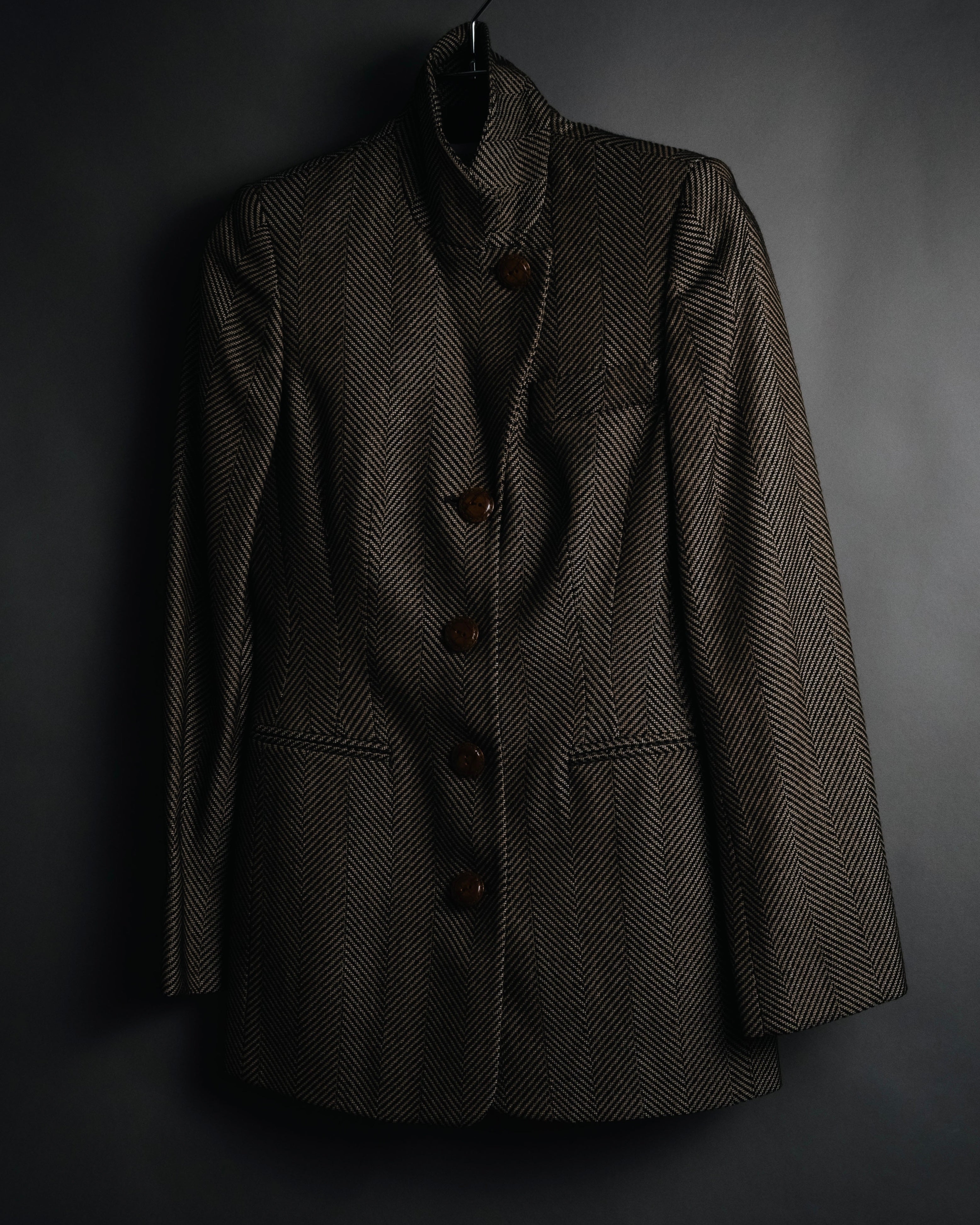 "GIANFRANCO FERRE STUDIO" 90’s-00’s Architectural hourglass herringbone tailored jacket