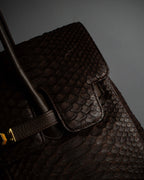"Vintage turnlock design python leather bag"