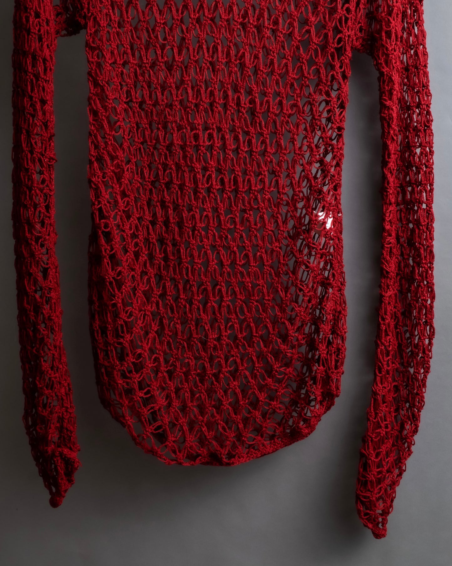 "Y's" Vivid red color mesh knit pullover