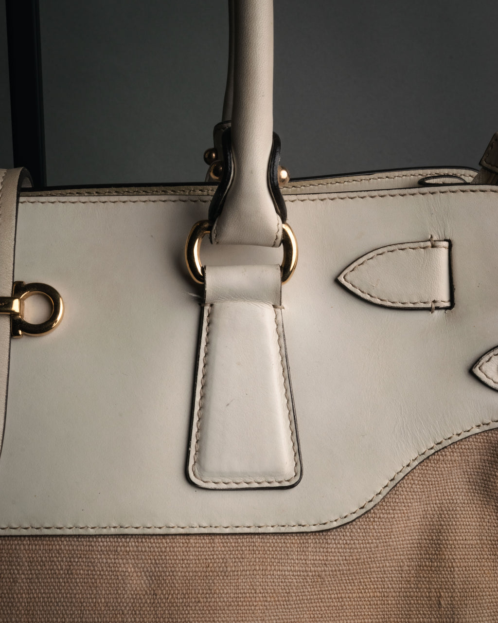 “Salvatore Ferragamo” 2010’s canvas and leather gancini tote bag