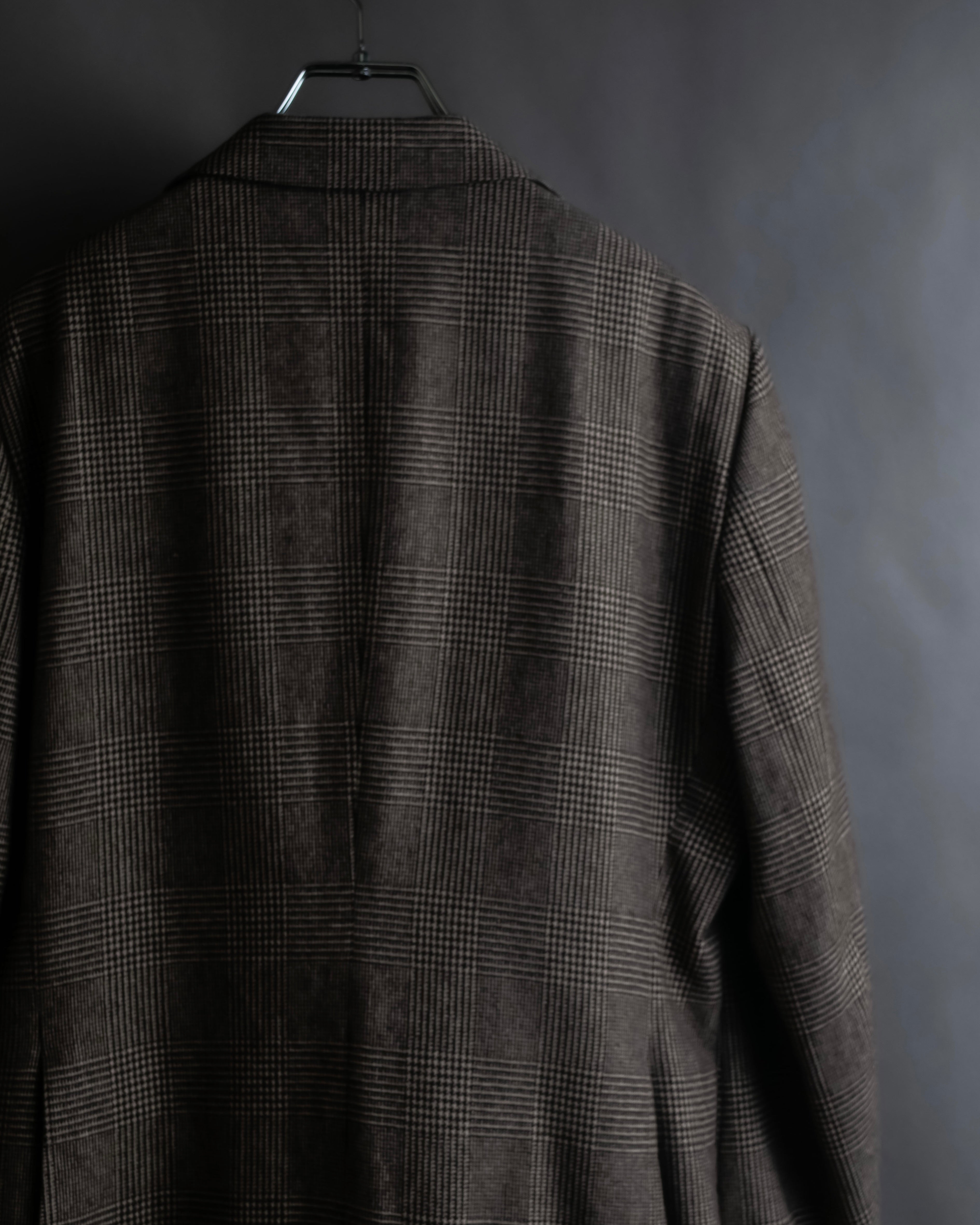 "YVES SAINT LAURENT" Glen plaid oversized wool tailored jacket