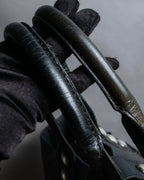 "tricot COMME des GARCONS" 
Flap pocket metal parts design leather hand bag