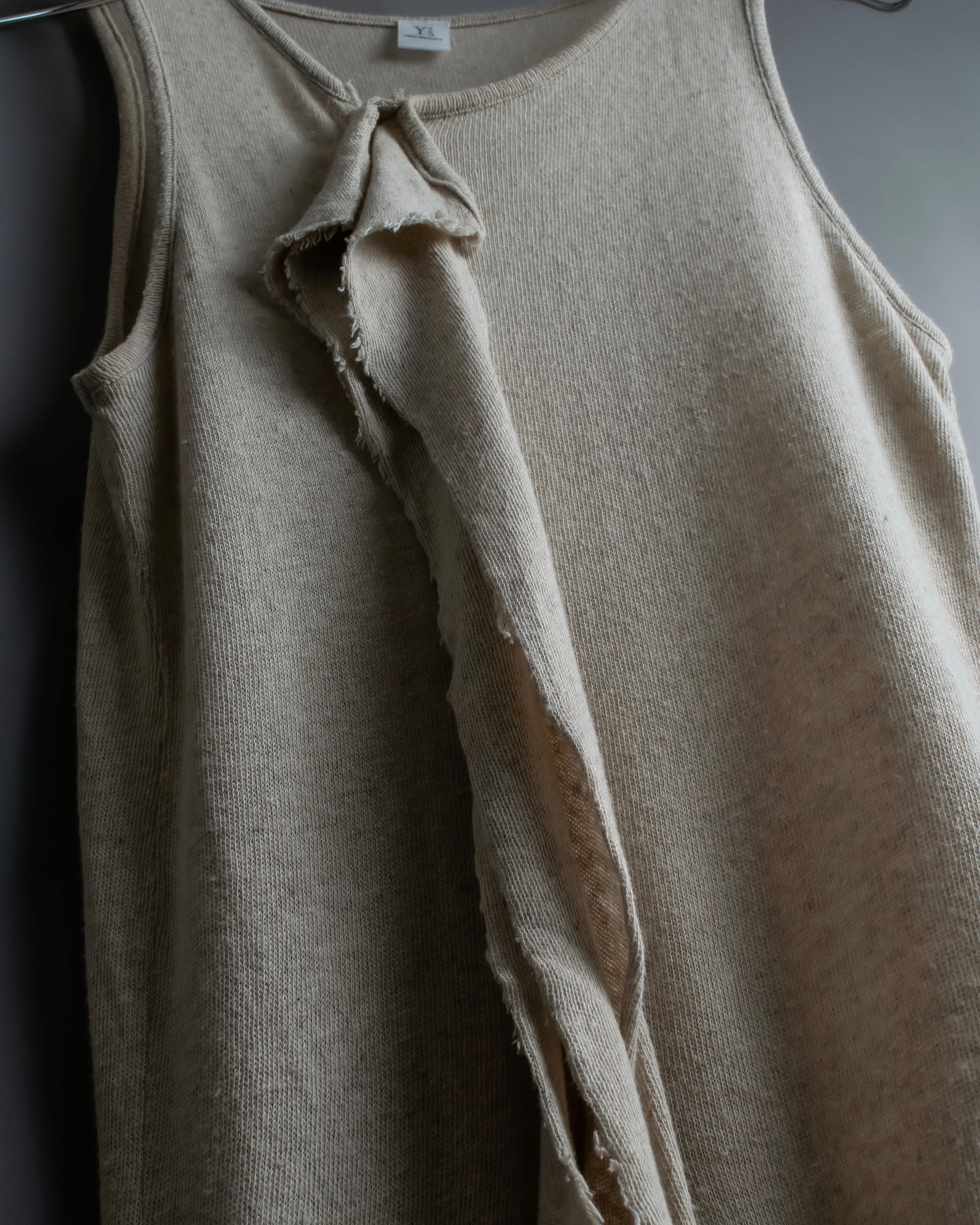 "Y's" Linen cotton mix ruffle design tank top