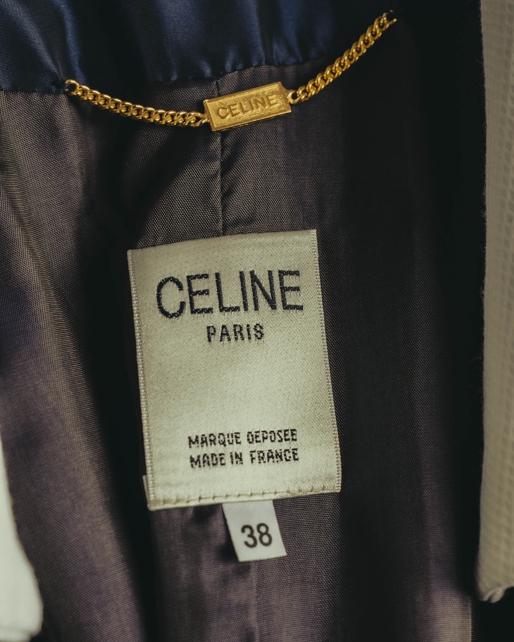 "CELINE" 70's-80's Dramatic contrast collar long coat