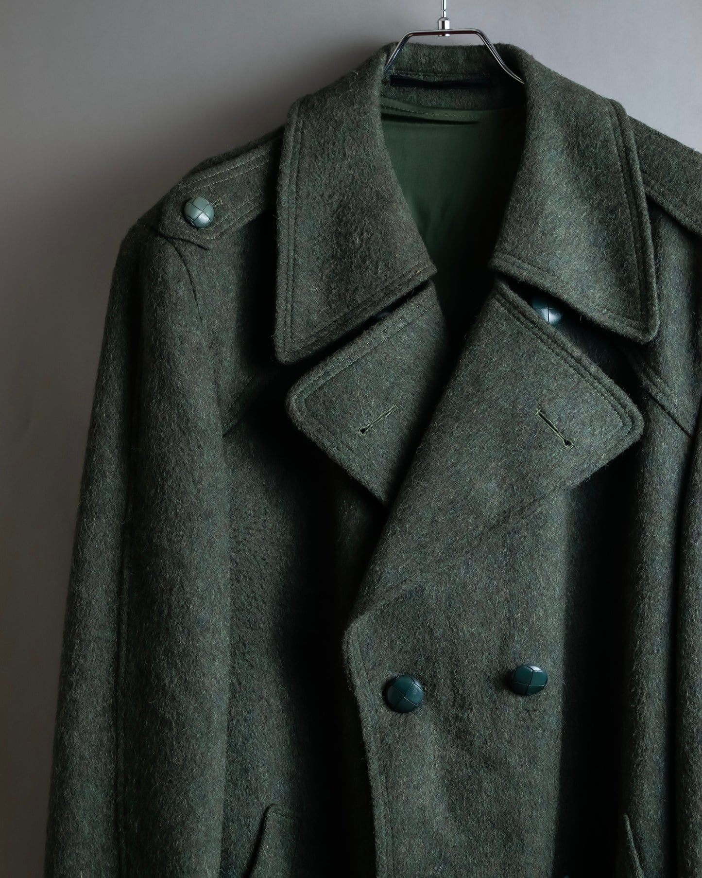 Vintage deep green colour military long coat