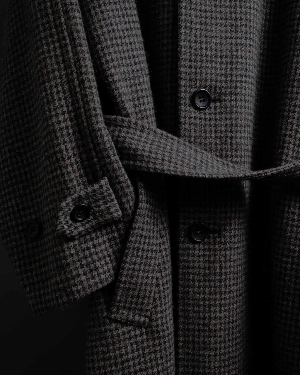 "tricot COMME des GARCONS" Leather collar design houndstooth pattern oversized long coat