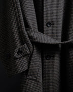 "tricot COMME des GARCONS" Leather collar design houndstooth pattern oversized long coat
