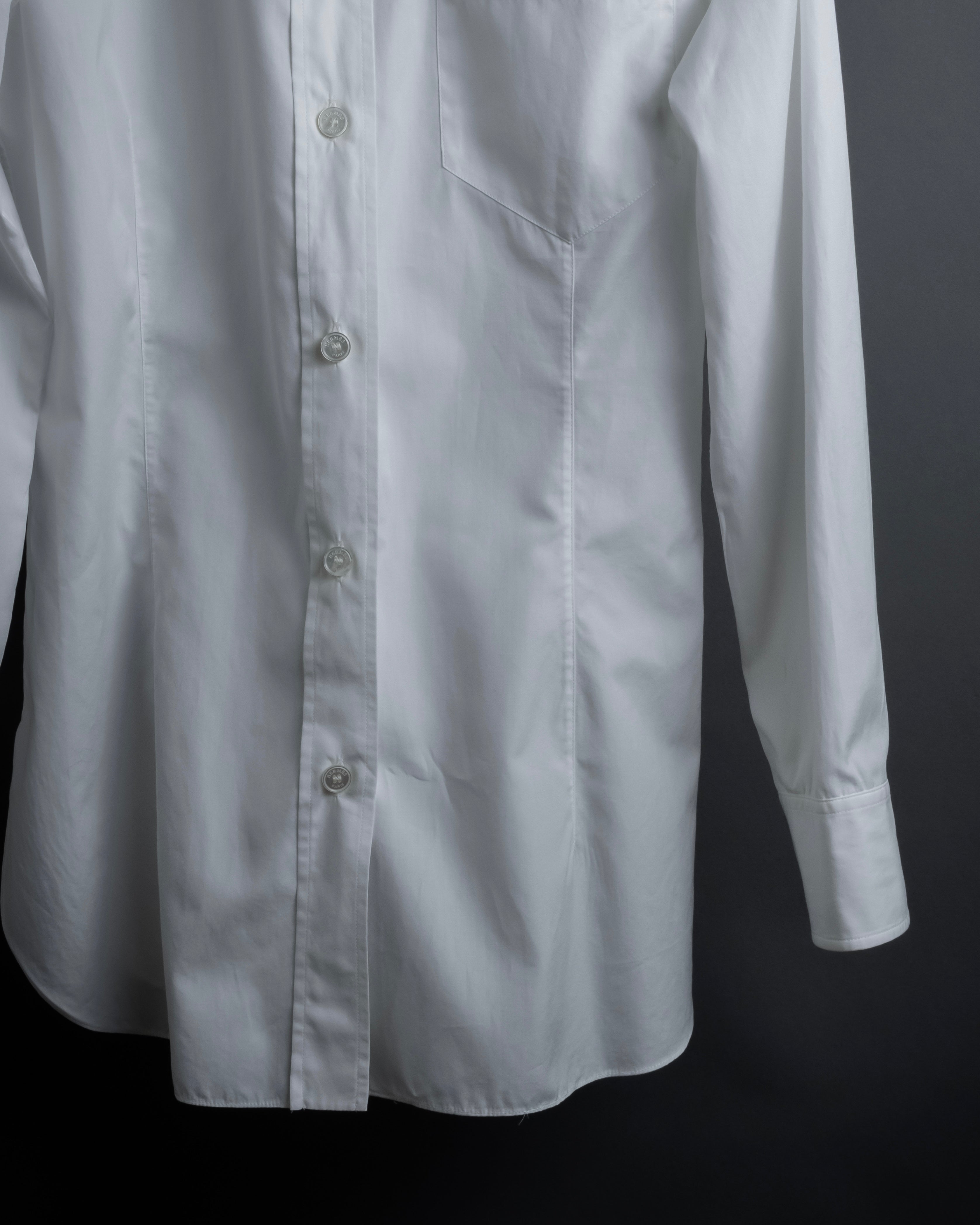 "HERMES" High-quality fine count cotton dress shirt