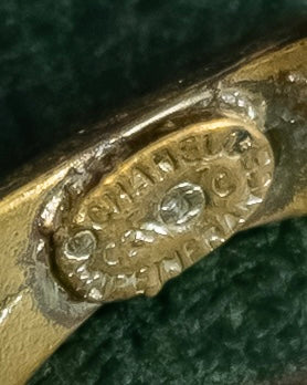 "CHANEL" Coco mark motif pearl strass design ring