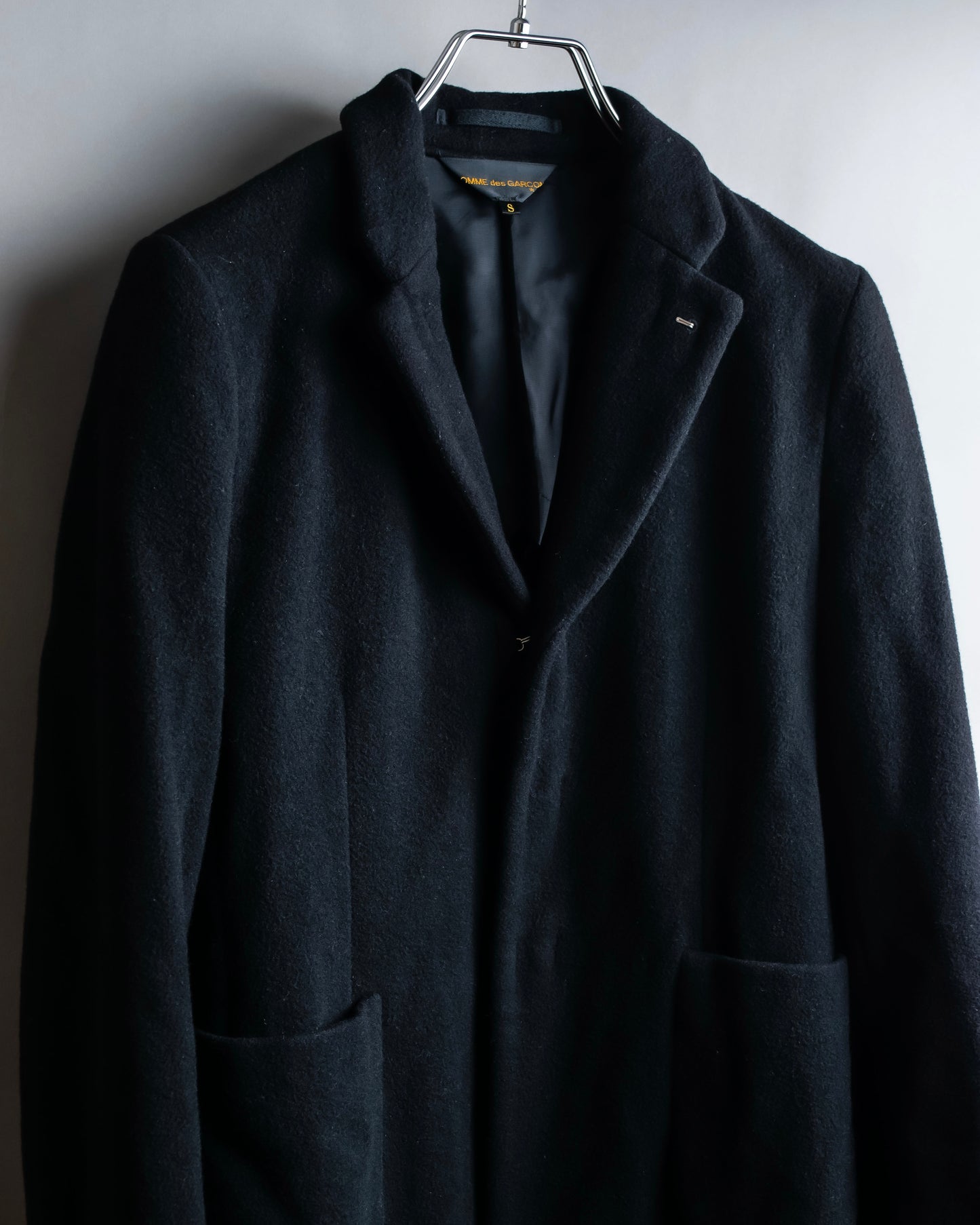 "COMME des GARCONS" Hook design wool blend chesterfield coat