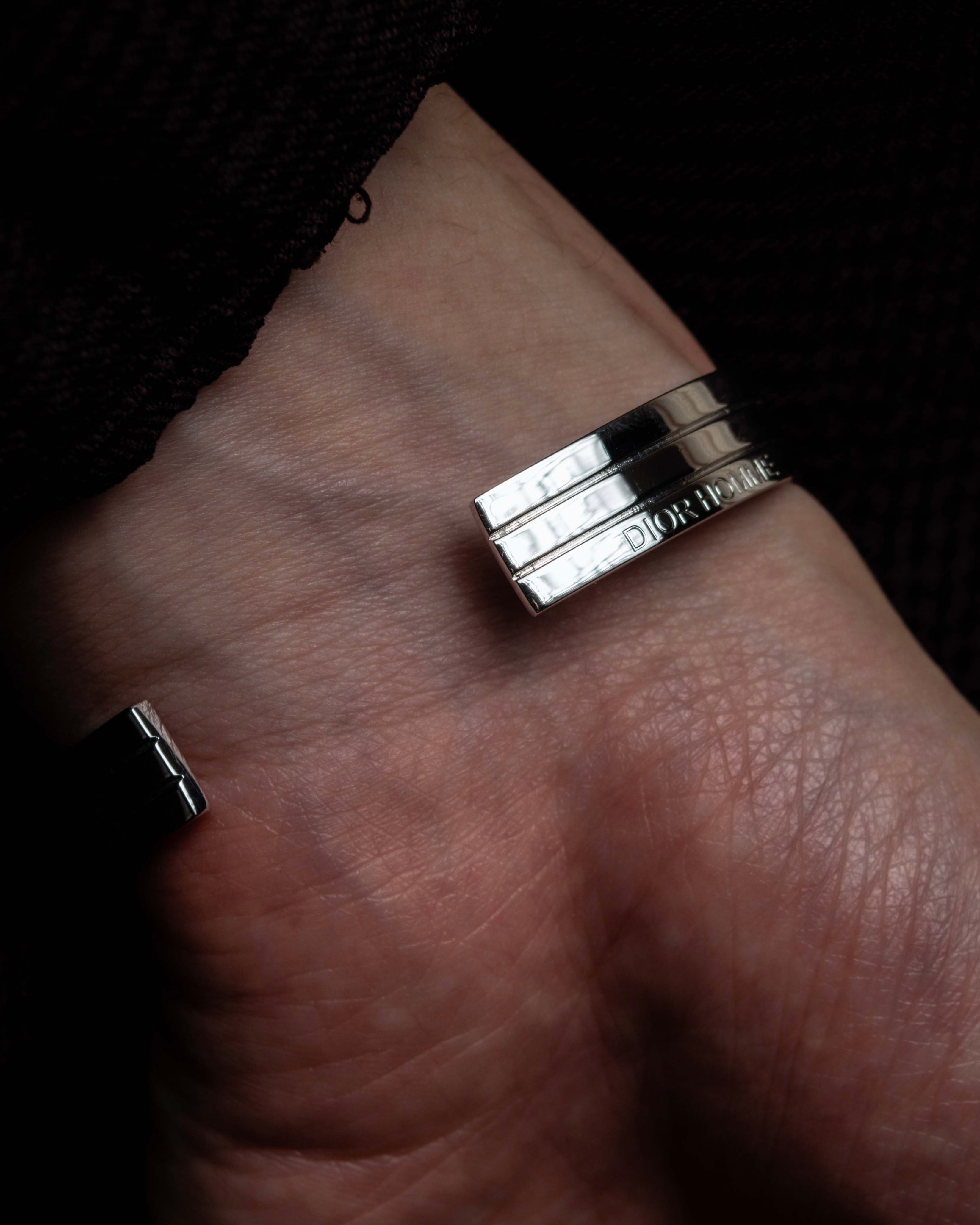"DIOR HOMME" Logo engraved silver bangle
