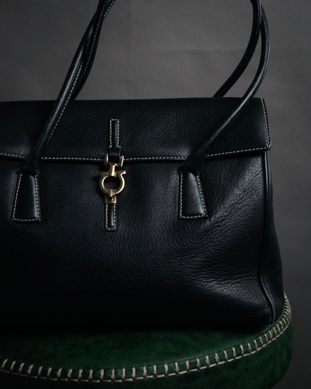 “Salvatore Ferragamo” 90's–00's Gancini leather handbag