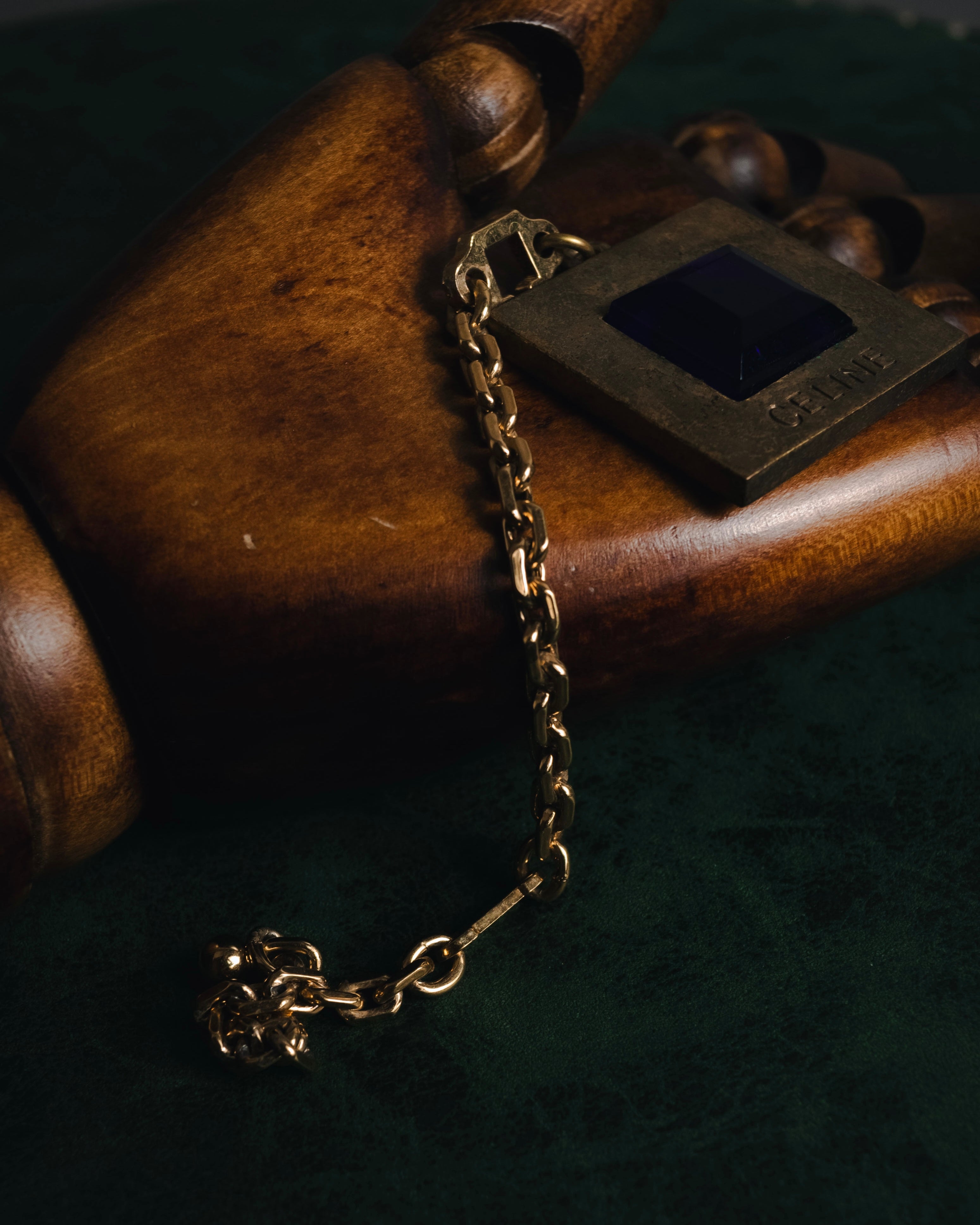 "CELINE" 80’s-90’s square stone pendant charm