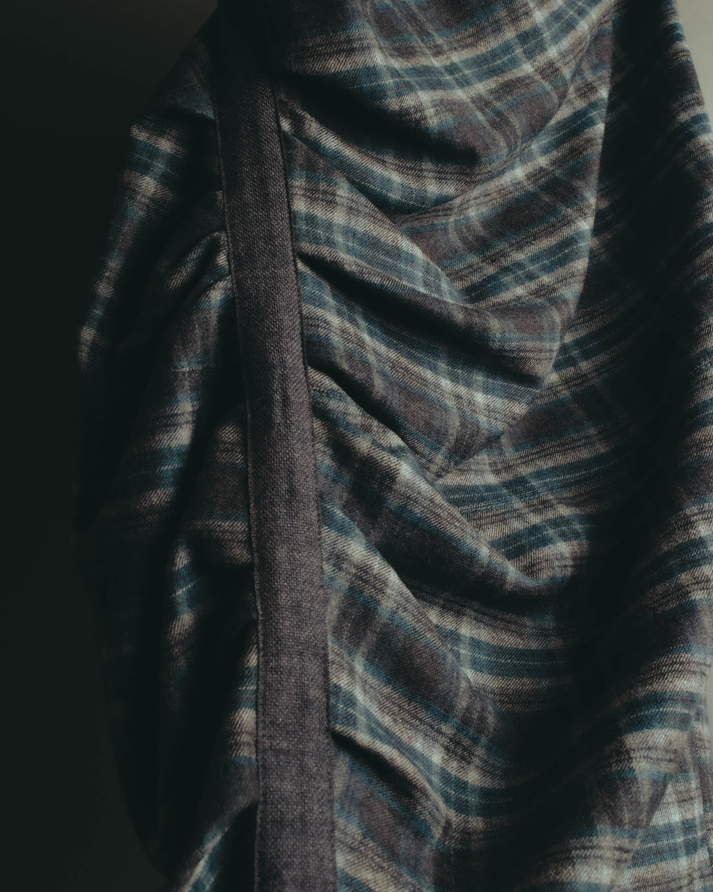 "BRUNELLO CUCINELLI" Late 90's-early 10's Soft wool plaid draped skirt