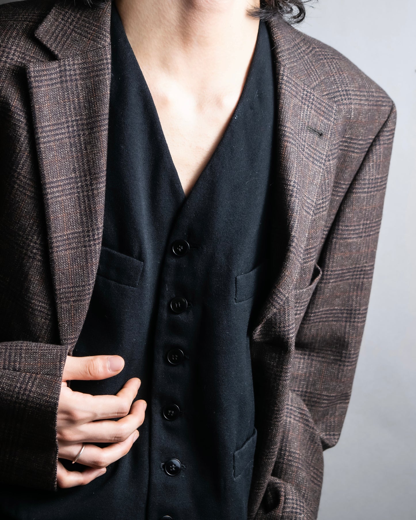 Vintage no collar 6 button tailored vest