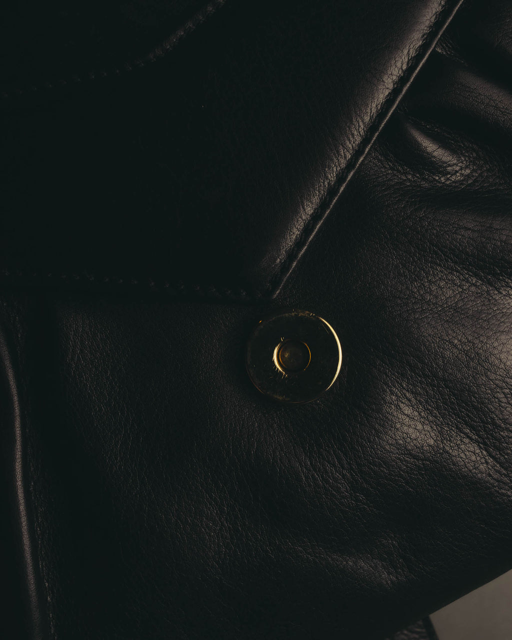 "CELINE" 70's-80's Classic black leather shoulder bag