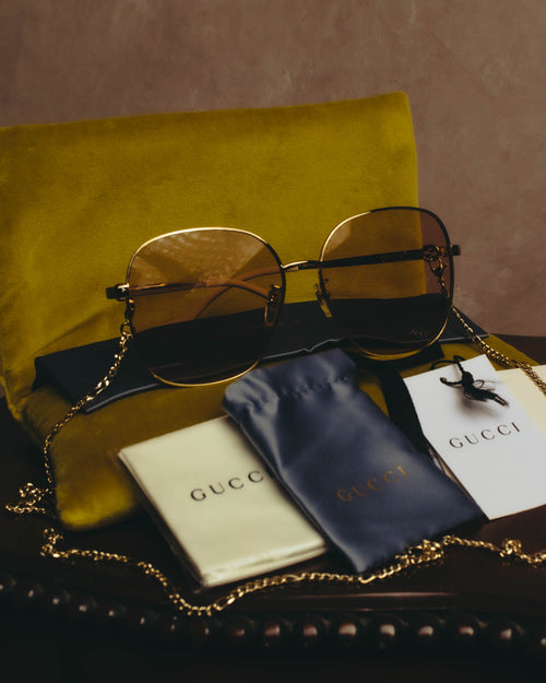 -SPECIAL- “GUCCI” 2016-2022 chain detailed oversized sunglasses