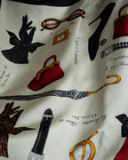 "Christian Dior" Parisian accessory motif silk scarf