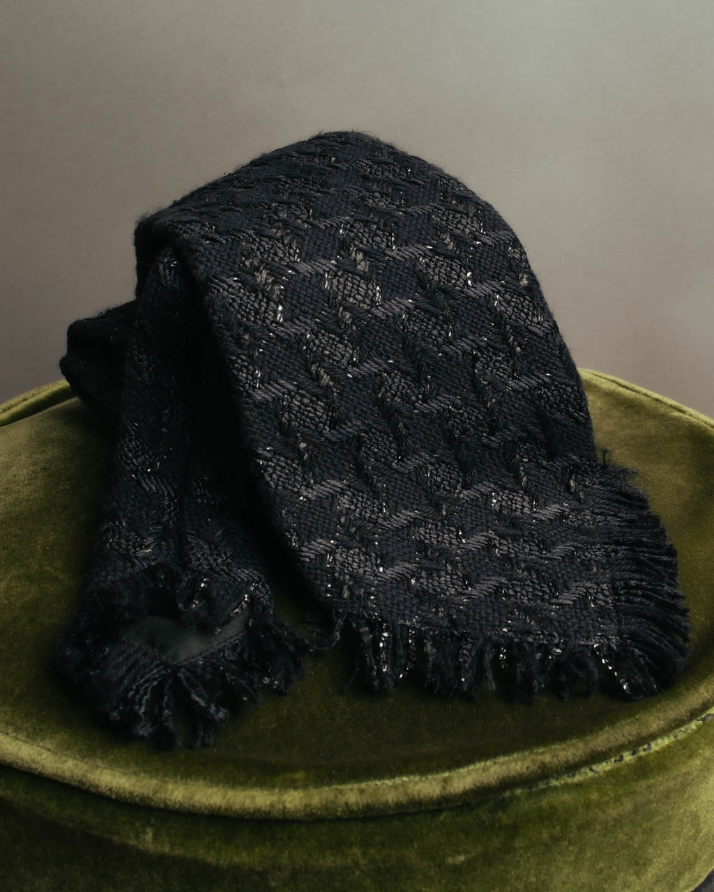-SPECIAL- “CHANEL” 05Spring black tweed fringe necktie