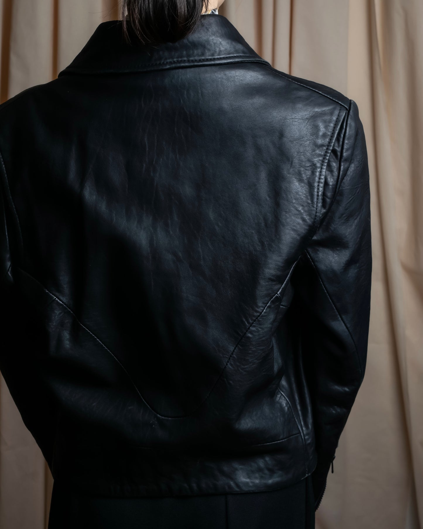 "Acne" Beautiful shape genuine leather double riders jacket