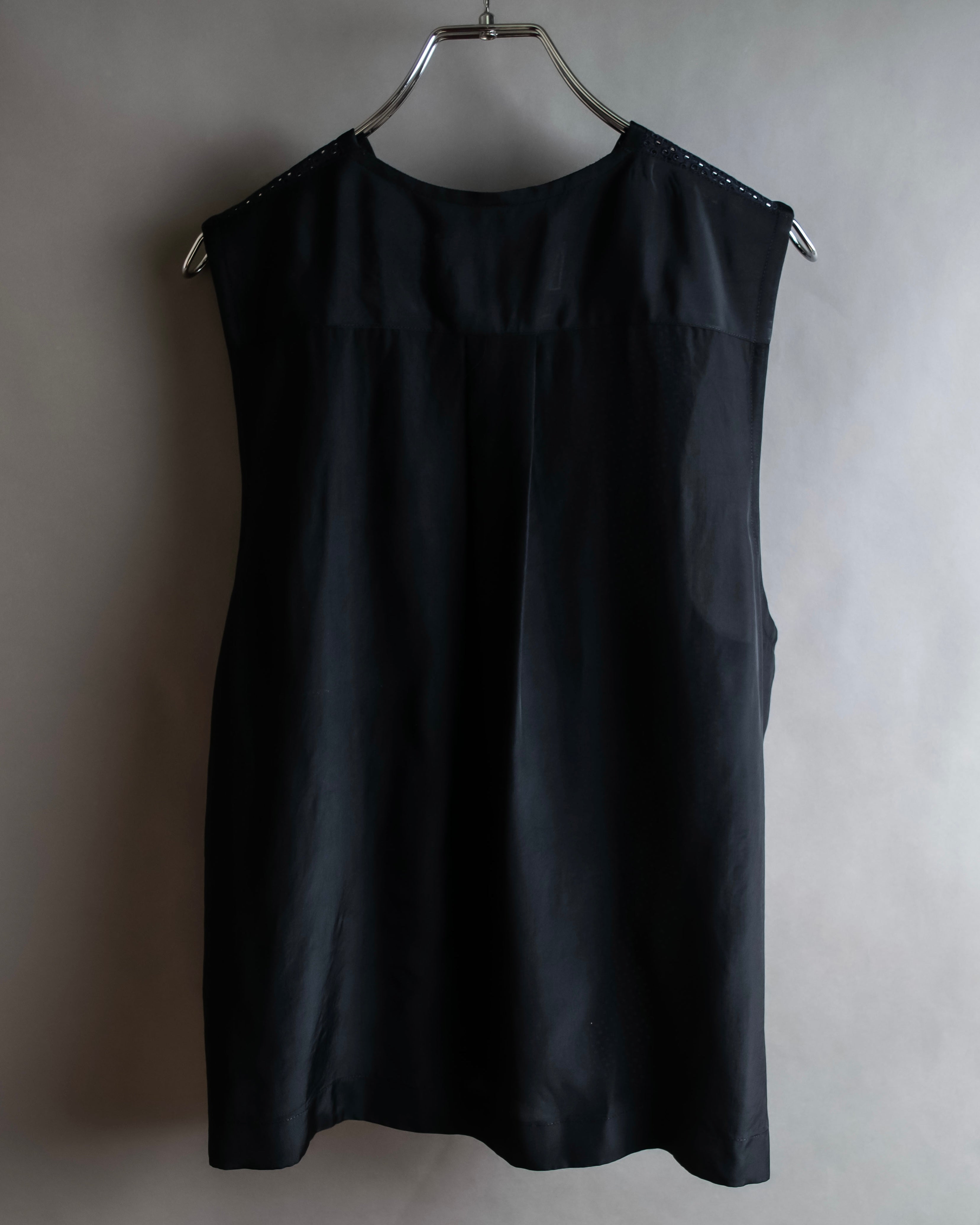 "tricot COMME des GARCONS" 96SS eyelet lace design patterned fabric switching vest