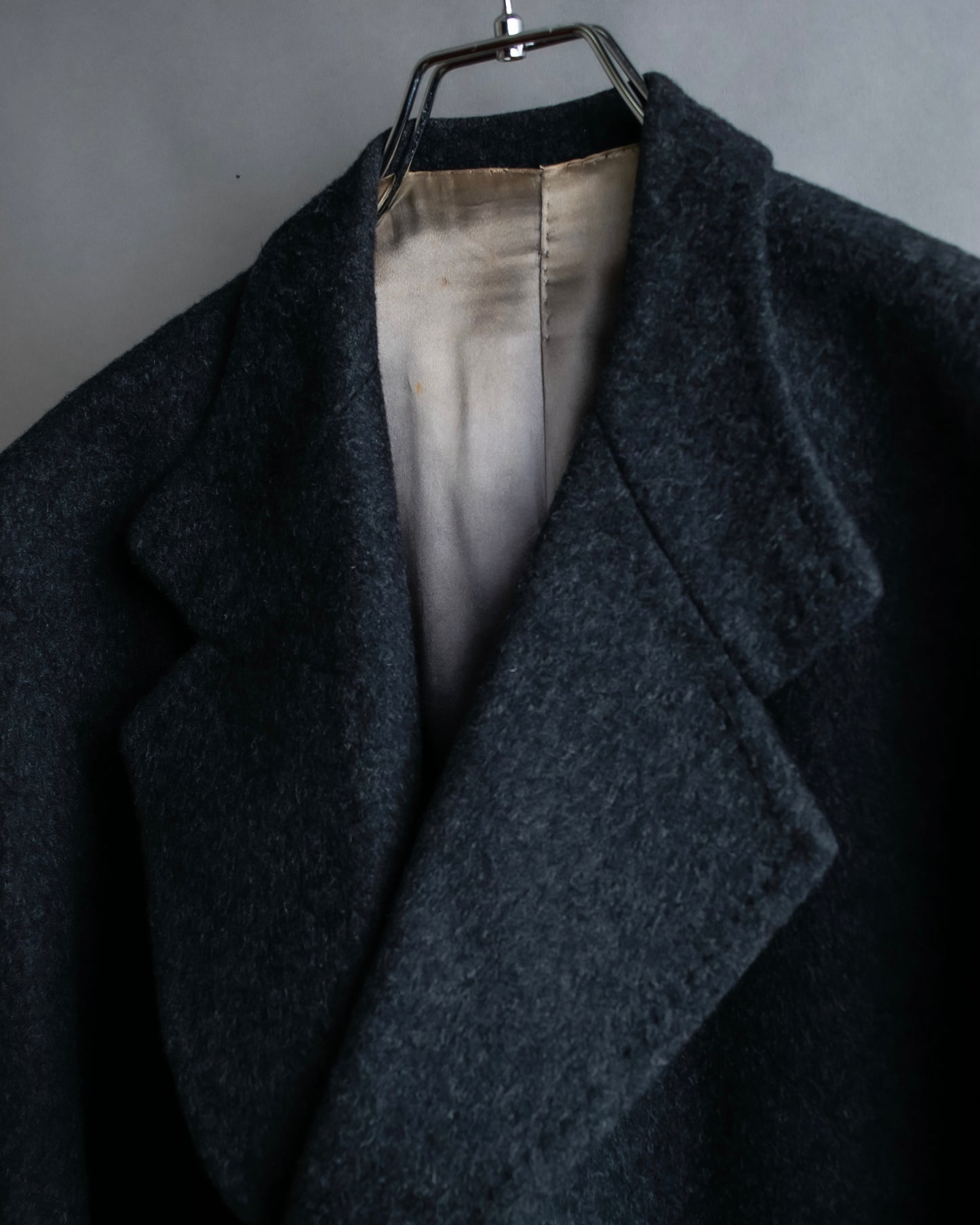 "Vintage brushed texture oversized mid-length chester coat"