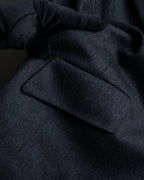 "HERMES" Vintage leather piping design belted tailored jacket