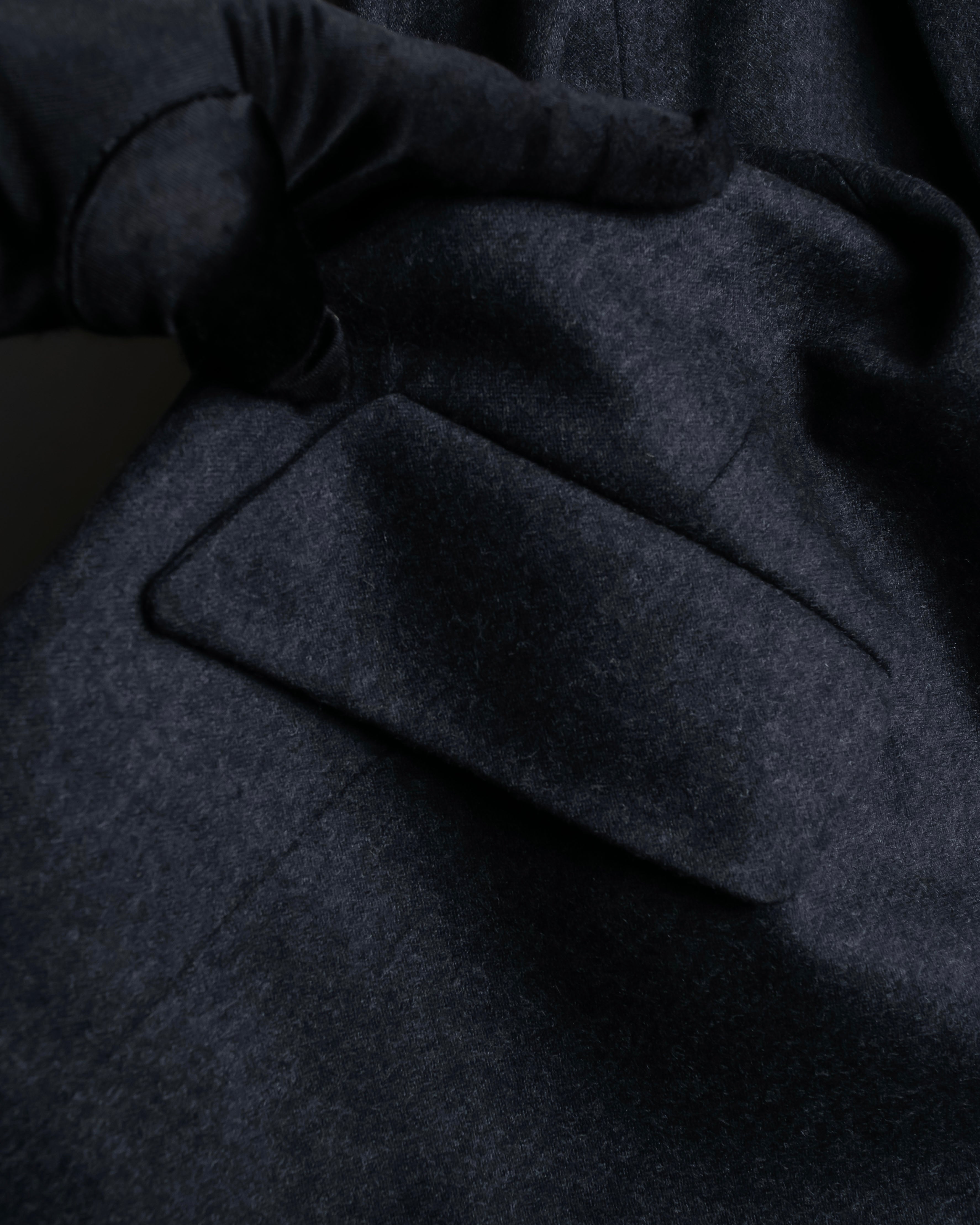 "HERMES" Vintage leather piping design belted tailored jacket