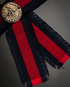 “GUCCI” 2016–2019 Web stripe crystal bow brooch