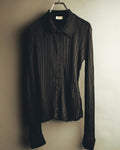 "SAINT LAURENT PARIS" 2020's Sheer ribbed silk blend polo cardigan