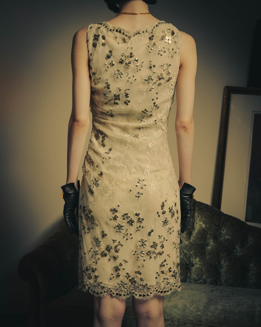 –SPECIAL– "VALENTINO" 00's-10's Embellished lace cocktail dress