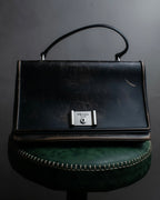 "PRADA" Aged metal parts design leather hand bag