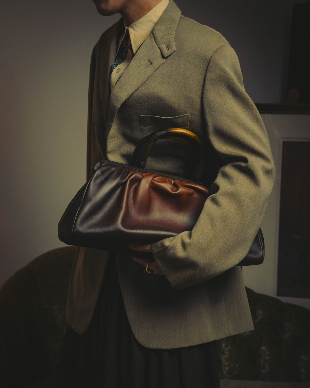 -SPECIAL- "GUCCI" 90's-00's Gathered leather top handle handbag
