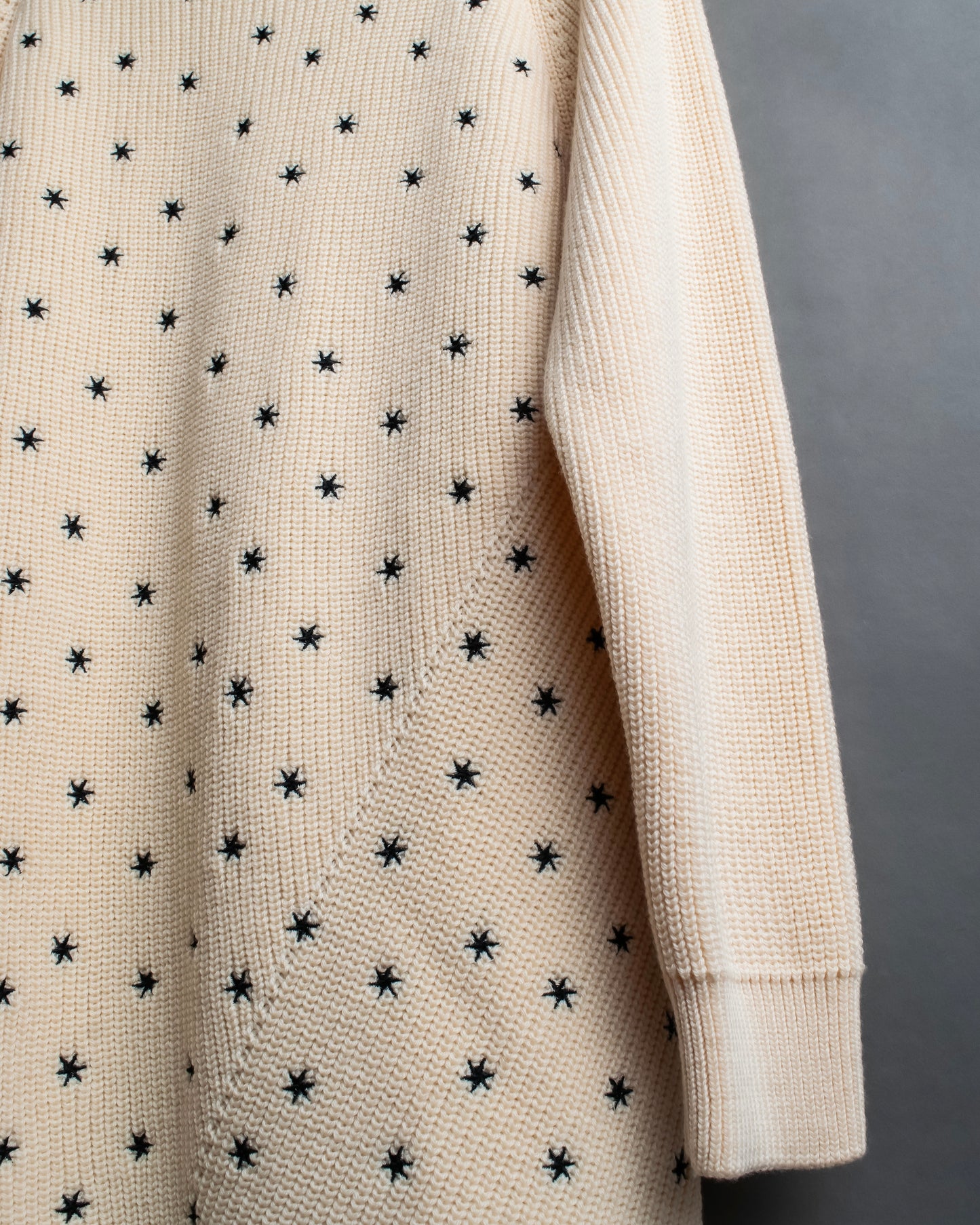 "Christian Dior" Star print frill detail cable knit tunic pullover