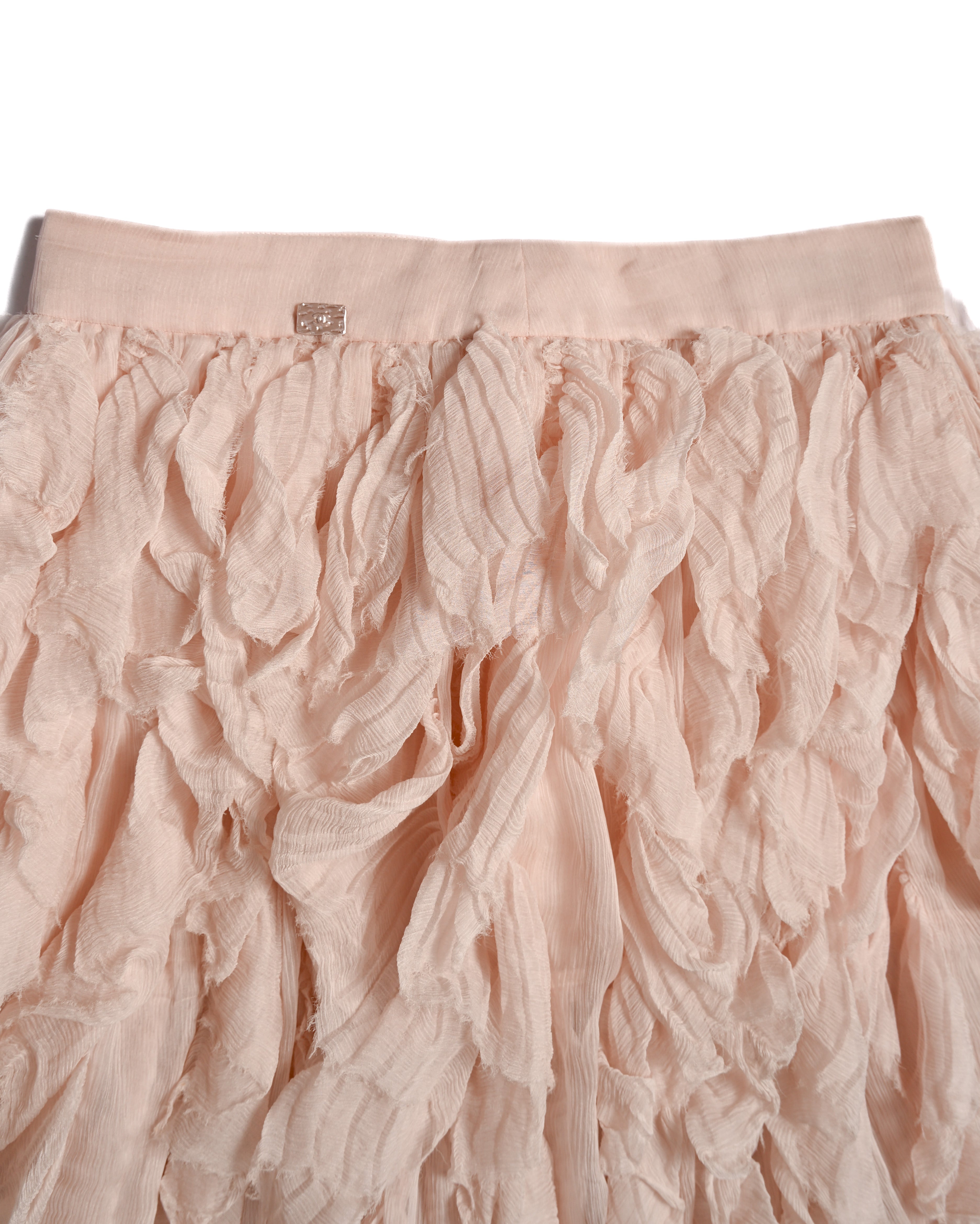 CHANEL/ 2011〜2012 Feather designed Silk Short Skirt Pink
