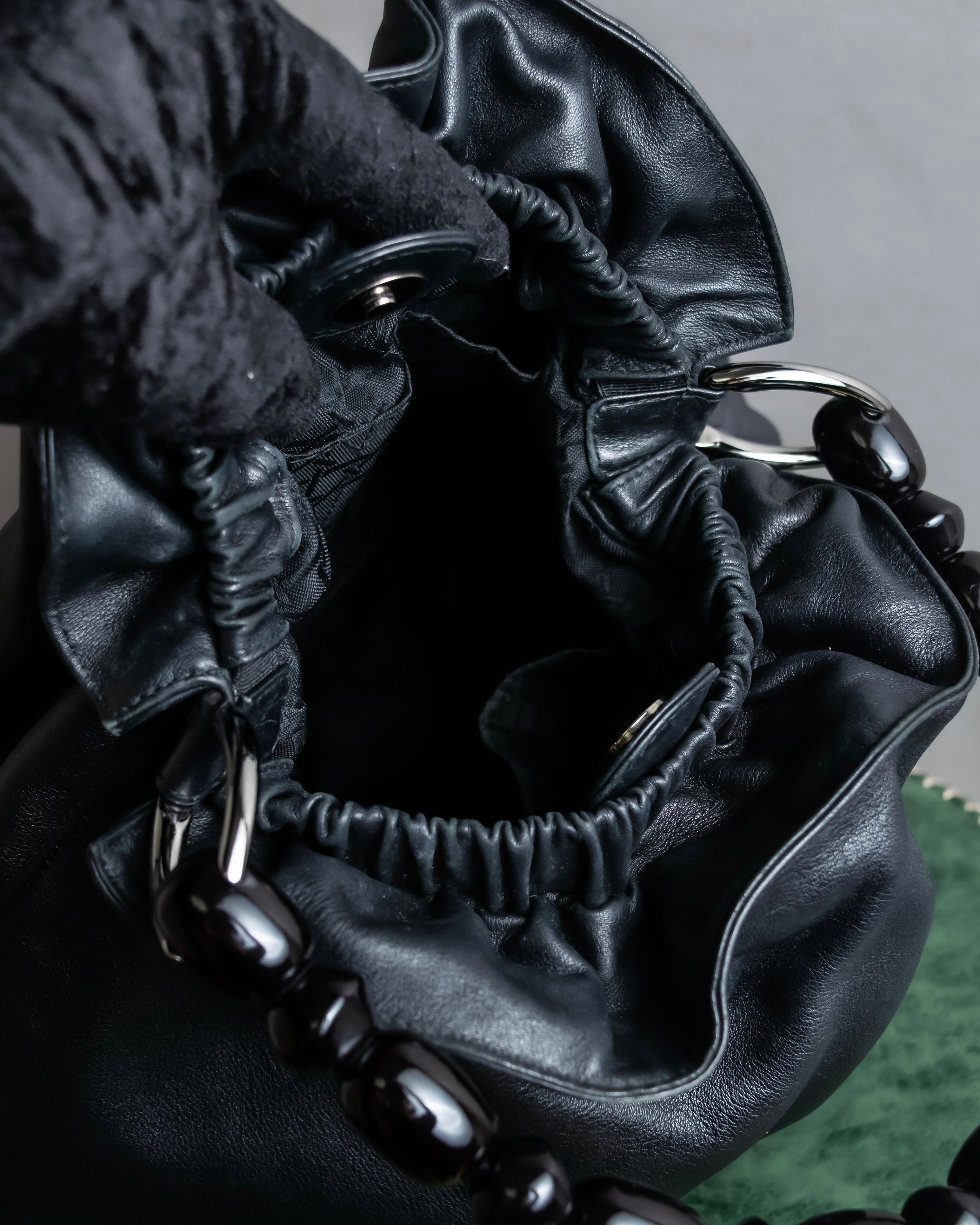 "Christian Dior" Maris Pearl series gathered design leather bag