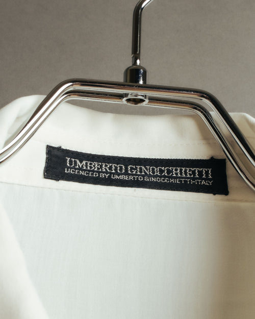 “UMBERTO GINOCCHIETTI“ 80’s-90’s pleated front ivory dress shirt