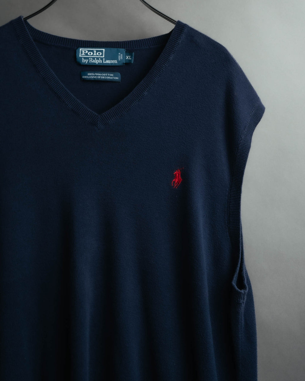 -MOOD MILLÉSIMES- Polo by Ralph Lauren” 90’s-00’s deep navy pima cotton knit vest
