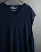 -MOOD MILLÉSIMES- Polo by Ralph Lauren” 90’s-00’s deep navy pima cotton knit vest