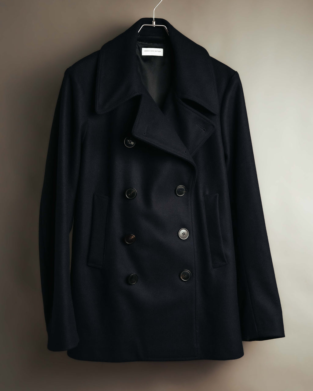 -SPECIAL- "DRIES VAN NOTEN" 10's Sculptural wide lapel double breasted wool coat