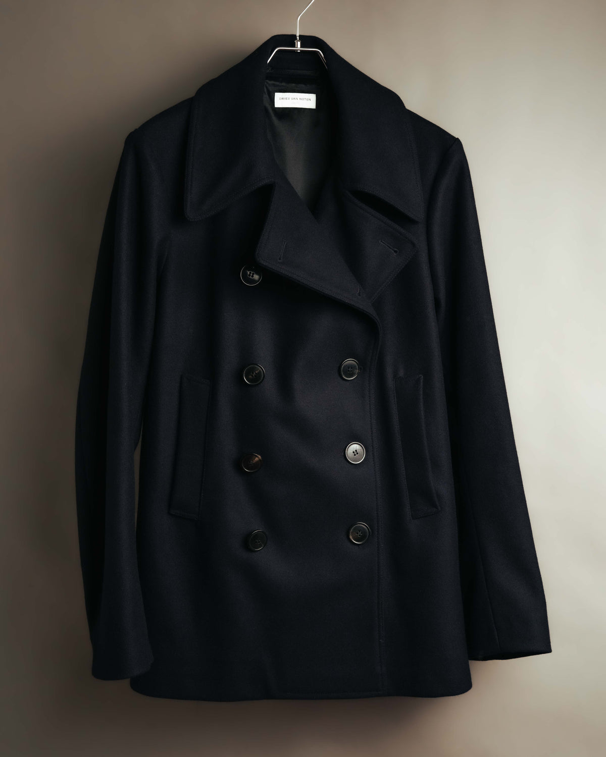 -SPECIAL- "DRIES VAN NOTEN" 10's Sculptural wide lapel double breasted wool coat