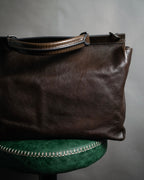 "DOLCE & GABBANA" 00’s-10’s Grained leather canvas-lined satchel bag