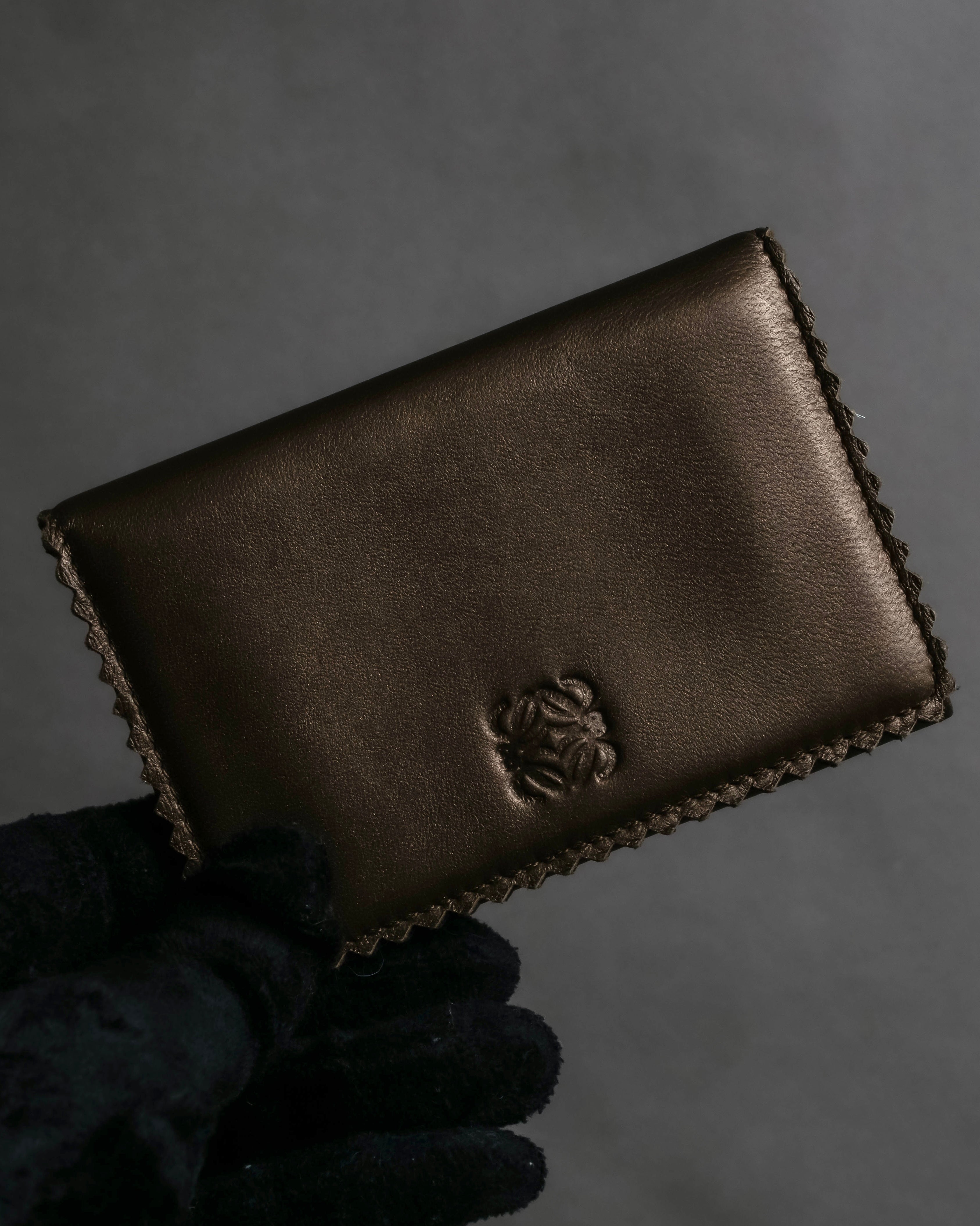 "LOEWE" Logo engraved leather card case